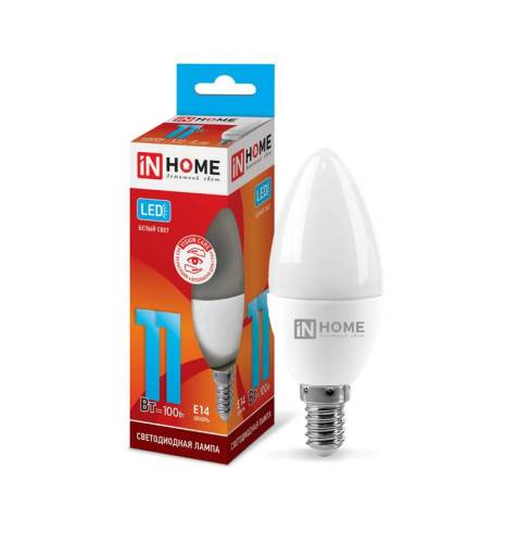 Лампа светод. LED-СВЕЧА-VC 11Вт 230В E14 4000К 990лм IN HOME 4690612020471