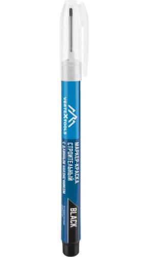 Маркер краска черный строительный vertextools с длинным наконечником 0021-02