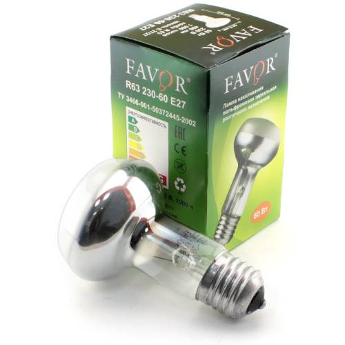-- Лампа накаливания ЗК 60Вт R63 230-60 E27 (50) Favor 8105011