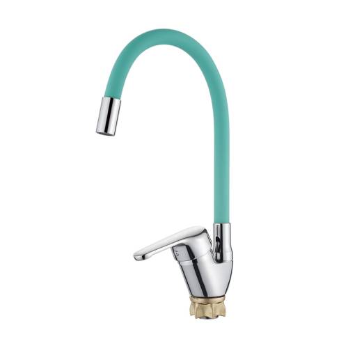 LEDEME L4132-11 Смеситель для кухни, гибкий излив, бирюзовый