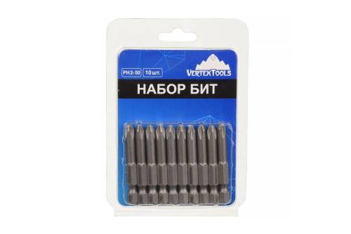Бита PH2х50 10 шт. Vertextools БТ-PH2-50