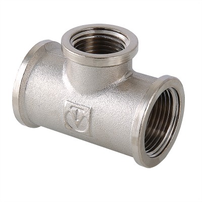Тройник  1"х1/2"х1" г-г-г., ник., лат.,  Valtec