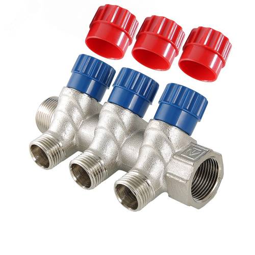 Коллектор VALTEC с регулировочными вентилями, 3/4"х 3 вых. 1/2" нар.