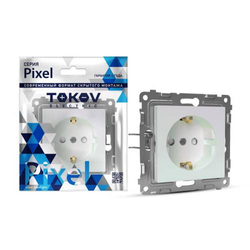 Розетка 1-м СП Pixel 16А IP20 с заземл. механизм перламутр.TOKOV ELECTRIC TKE-PX-R1Z-C04