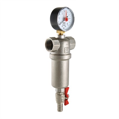 Фильтр с манометр 1/2", г-г, VALTEC, промывной