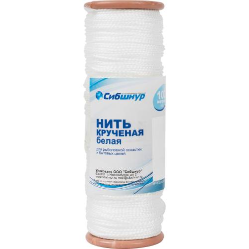 Нить крученая катушка 100 м, полипропилен, цвет белый