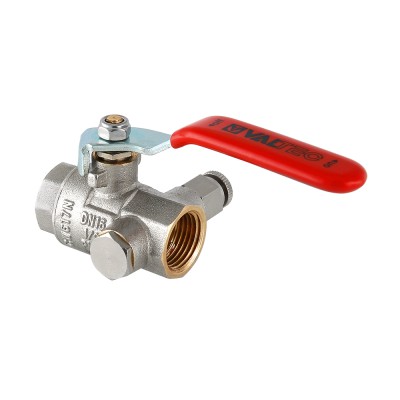 Кран шаровый 3/4", г-г, с дренажом и воздухоотводчиком, ник, лат. Valtec Base