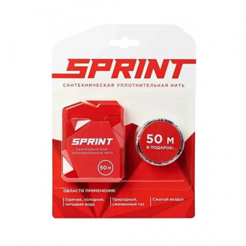 Нить для герметизации резьбы Sprint 50м бокс +50м катушка, блистер